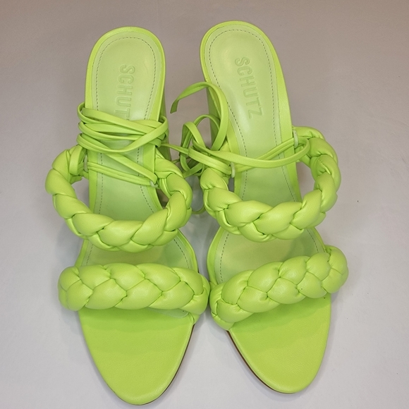 Schutz Zarda High Block Heels Green Fresh Like New! Never Worn Size 7.5B - Picture 6 of 13